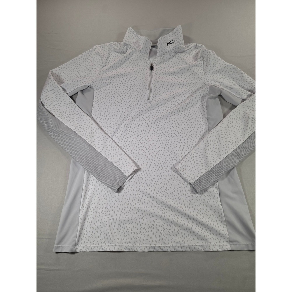 KJUS Womens Grey White Abstract Print UPF 50+ Quarter Zip Golf Pullover Size M